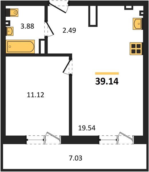 Фото №1: 1-комнатная квартира 46 м² - Южный, мкр. жилой комплекс Южные Соседи