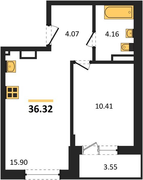 Фото №1: 1-комнатная квартира 37 м² - Южный, мкр. жилой комплекс Южные Соседи
