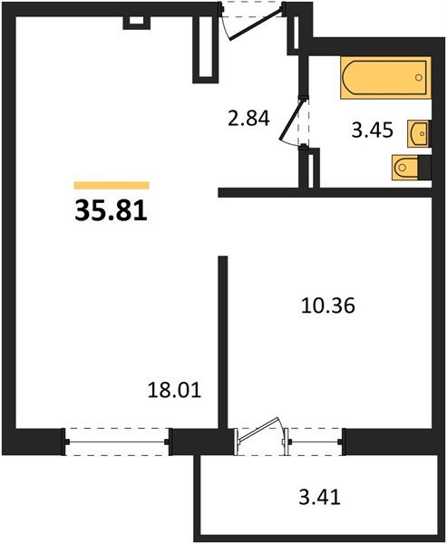 Фото №1: 1-комнатная квартира 39 м² - Южный, мкр. жилой комплекс Южные Соседи