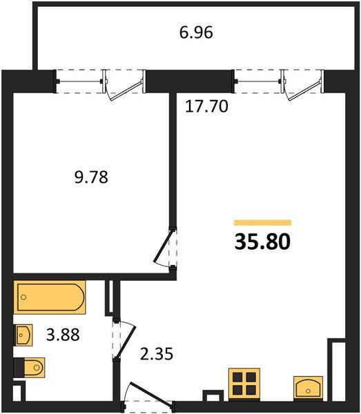 Фото №1: 1-комнатная квартира 42 м² - Южный, мкр. жилой комплекс Южные Соседи