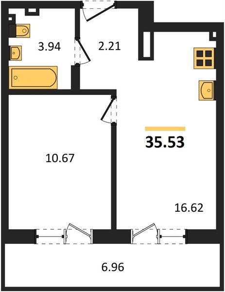 Фото №1: 1-комнатная квартира 40 м² - Южный, мкр. жилой комплекс Южные Соседи