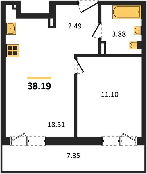 Фото №1: 1-комнатная квартира 44 м² - Южный, мкр. жилой комплекс Южные Соседи