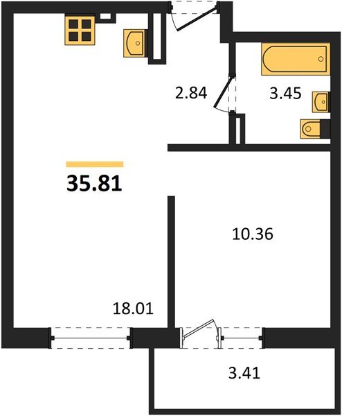 Фото №1: 1-комнатная квартира 38 м² - Южный, мкр. жилой комплекс Южные Соседи