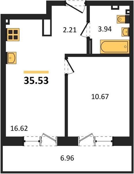 Фото №1: 1-комнатная квартира 39 м² - Южный, мкр. жилой комплекс Южные Соседи