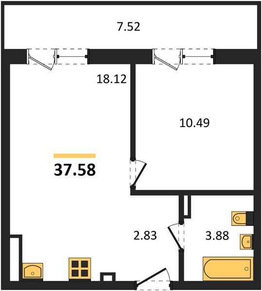Фото №1: 1-комнатная квартира 44 м² - Южный, мкр. жилой комплекс Южные Соседи