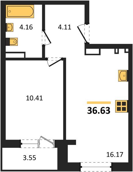 Фото №1: 1-комнатная квартира 37 м² - Южный, мкр. жилой комплекс Южные Соседи