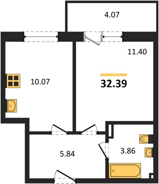 Фото №1: 1-комнатная квартира 36 м² - Южный, мкр. жилой комплекс Южные Соседи