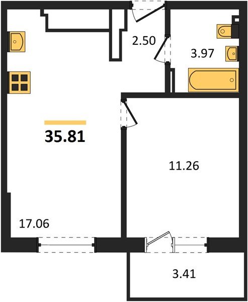 Фото №1: 1-комнатная квартира 38 м² - Южный, мкр. жилой комплекс Южные Соседи