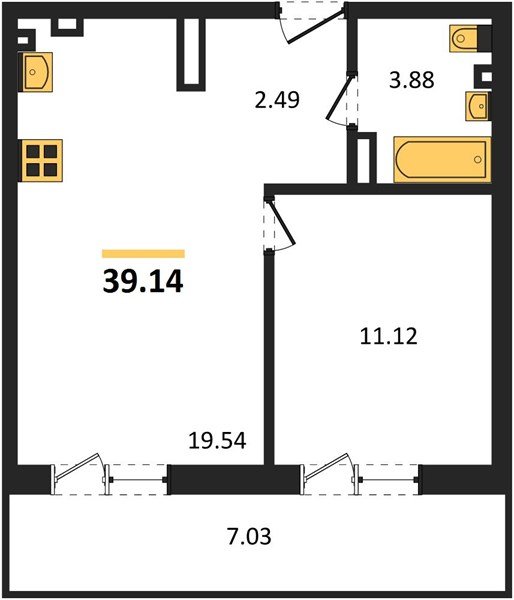 Фото №1: 1-комнатная квартира 46 м² - Южный, мкр. жилой комплекс Южные Соседи