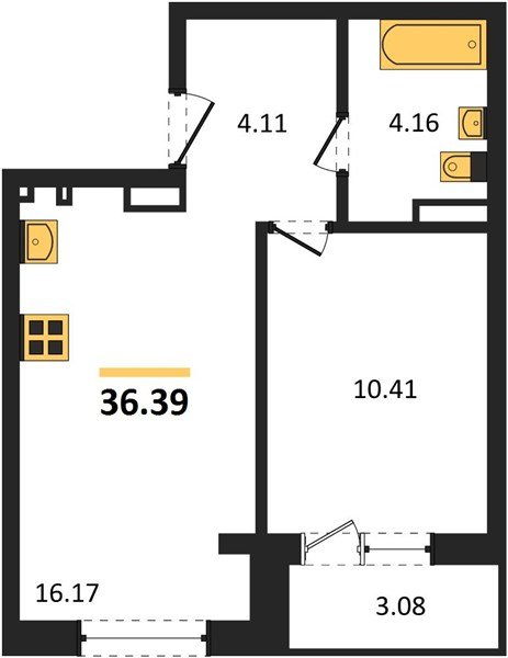 Фото №1: 1-комнатная квартира 38 м² - Южный, мкр. жилой комплекс Южные Соседи