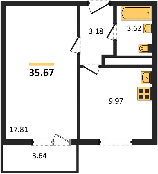 Фото №1: 1-комнатная квартира 35 м² - Тихорецк, квартал Новый Городок, 