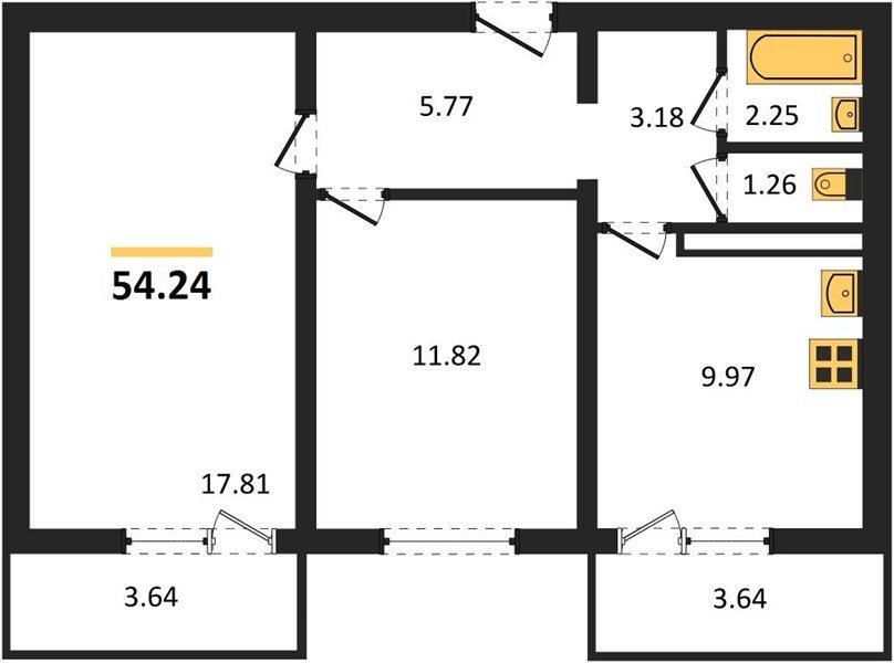 Фото №1: 2-комнатная квартира 54 м² - Тихорецк, квартал Новый Городок, 