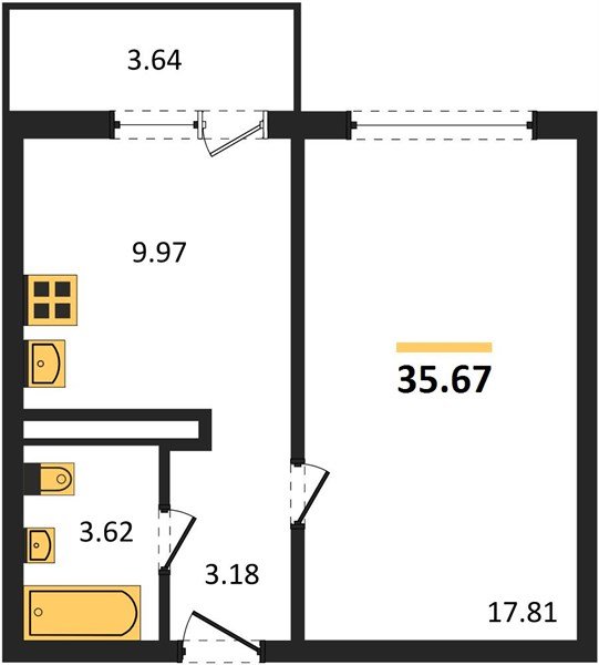 Фото №1: 1-комнатная квартира 35 м² - Тихорецк, квартал Новый Городок, 