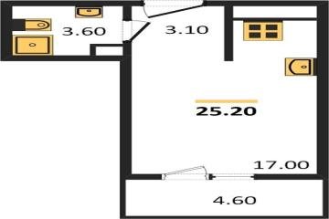 Фото №1: Студия 25 м² - Краснодар, мкр. жилой комплекс Улыбка, ул. имени Героя Георгия Бочарникова, 2