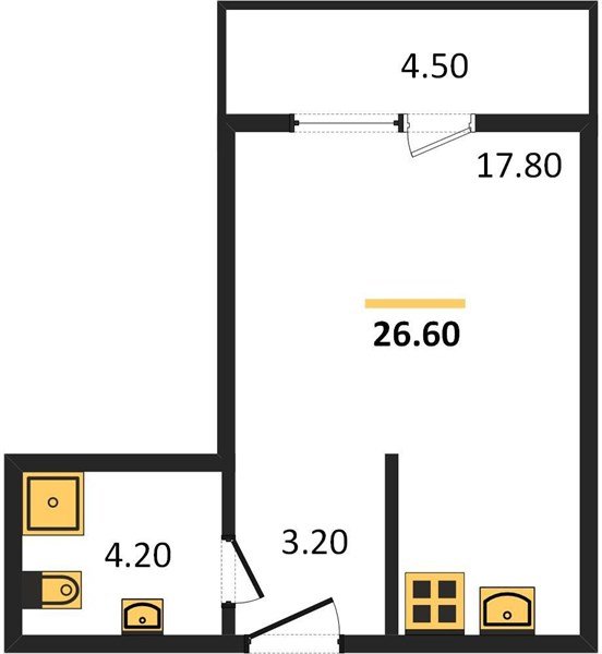 Фото №1: Студия 26 м² - Краснодар, Прикубанский внутригородской округ, мкр. жилой комплекс Улыбка, ул. имени Героя Георгия Бочарникова, 2