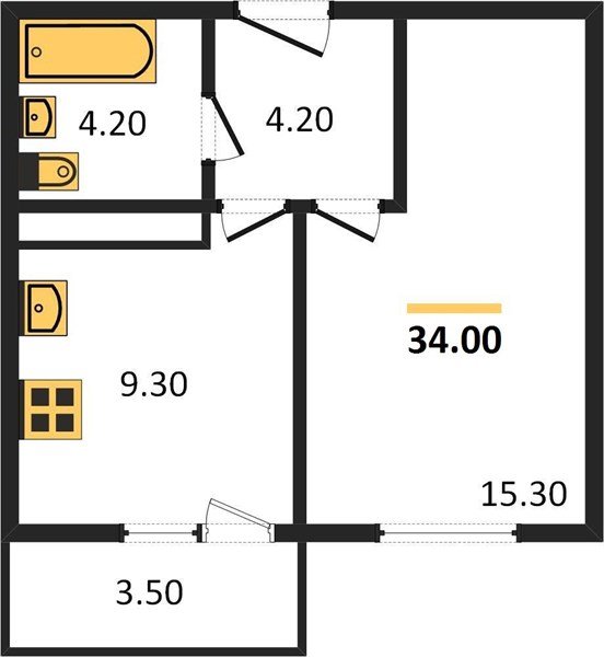 Фото №1: 1-комнатная квартира 34 м² - Краснодар, жилой комплекс Улыбка, мкр. Прикубанский внутригородской округ, ул. имени Героя Георгия Бочарникова, 2к1