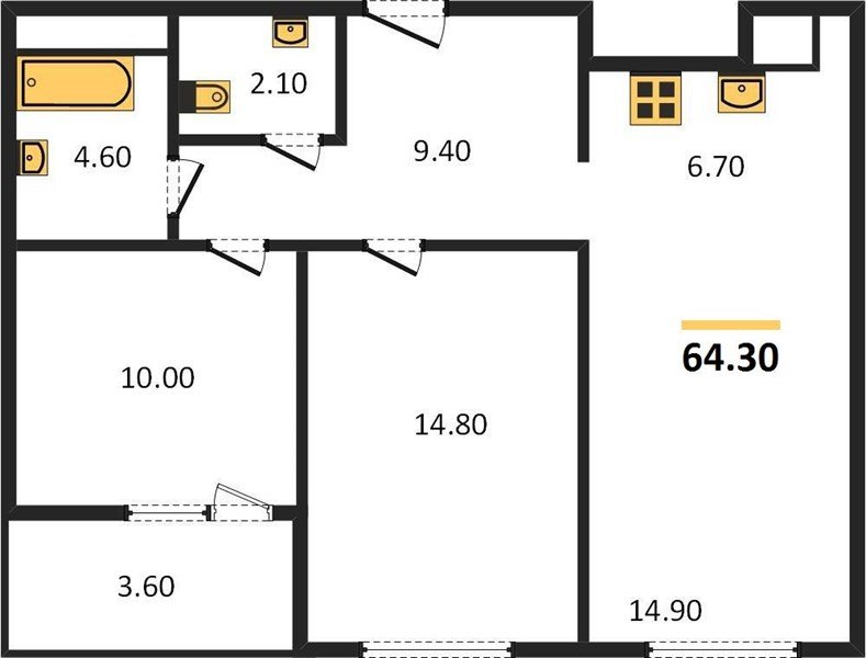 Фото №1: 2-комнатная квартира 66 м² - Краснодар, Прикубанский внутригородской округ, мкр. жилой комплекс Югге