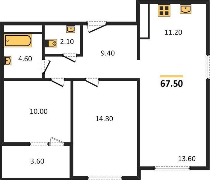 Фото №1: 2-комнатная квартира 69 м² - Краснодар, Прикубанский внутригородской округ, мкр. жилой комплекс Югге