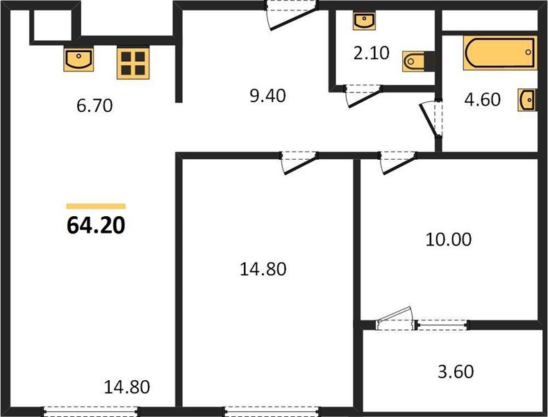 Фото №1: 2-комнатная квартира 66 м² - Краснодар, Прикубанский внутригородской округ, мкр. жилой комплекс Югге