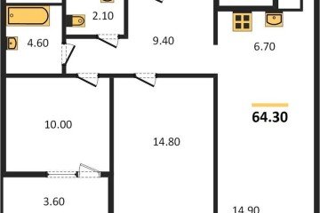Фото №1: 2-комнатная квартира 66 м² - Краснодар, мкр. жилой комплекс Югге, 