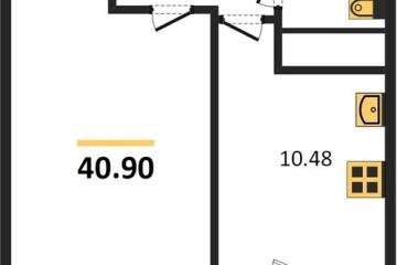 Фото №1: 1-комнатная квартира 40 м² - Берёзовый, мкр. Витаминкомбинат, ул. Целиноградская, 2Ик2