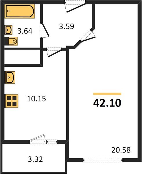 Фото №1: 1-комнатная квартира 42 м² - Берёзовый, Прикубанский внутригородской округ, жилой комплекс Огурцы, мкр. Витаминкомбинат, ул. Целиноградская, 2Ик2