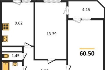 Фото №1: 2-комнатная квартира 60 м² - Берёзовый, мкр. Витаминкомбинат, ул. Целиноградская, 2Ик2