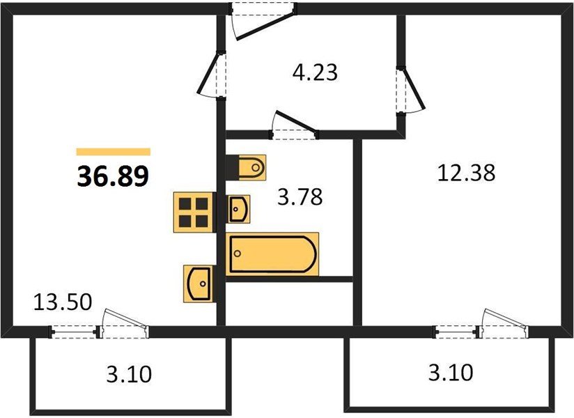 Фото №1: 1-комнатная квартира 42 м² - Берёзовый, Витаминкомбинат, мкр. Прикубанский внутригородской округ