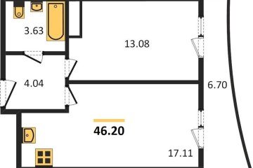 Фото №1: 1-комнатная квартира 46 м² - Берёзовый, мкр. Прикубанский внутригородской округ, 