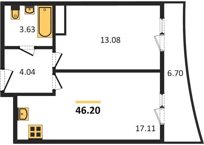 Фото №1: 1-комнатная квартира 46 м² - Берёзовый, Витаминкомбинат, мкр. Прикубанский внутригородской округ