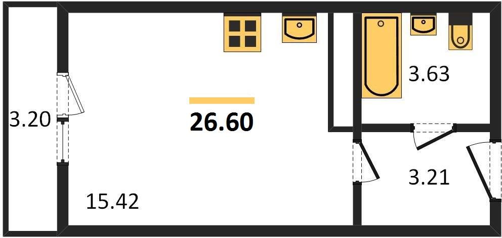 Фото №1: Студия 26 м² - Берёзовый, Витаминкомбинат, мкр. Прикубанский внутригородской округ