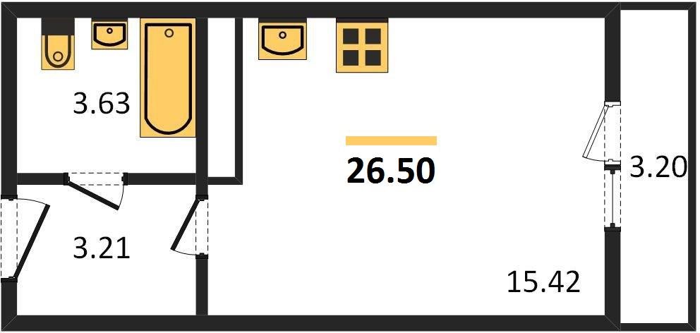 Фото №1: Студия 26 м² - Берёзовый, Витаминкомбинат, мкр. Прикубанский внутригородской округ