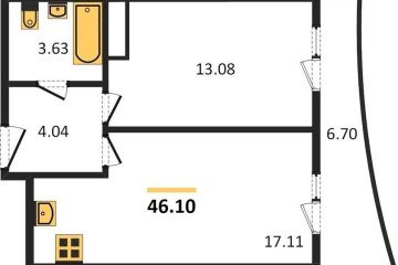 Фото №1: 1-комнатная квартира 46 м² - Берёзовый, мкр. Прикубанский внутригородской округ, 