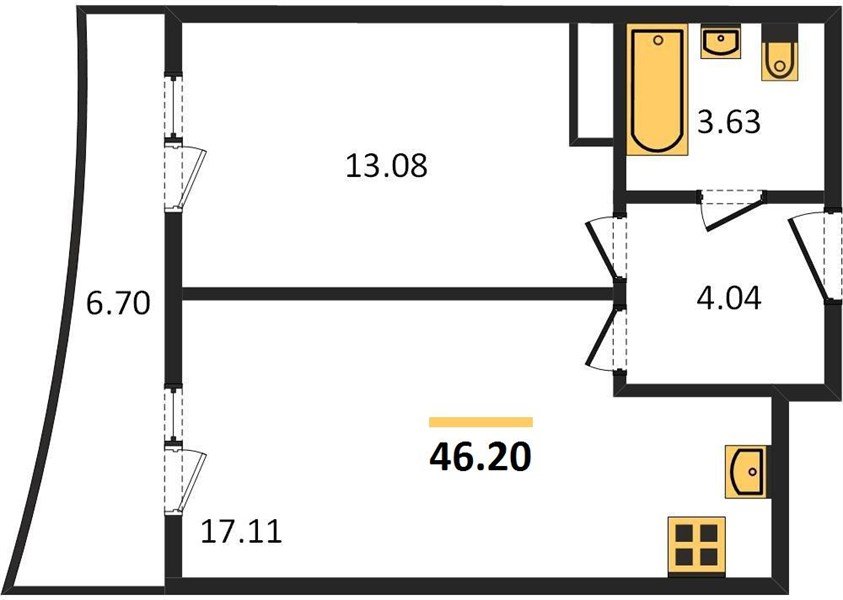 Фото №1: 1-комнатная квартира 46 м² - Берёзовый, Витаминкомбинат, мкр. Прикубанский внутригородской округ