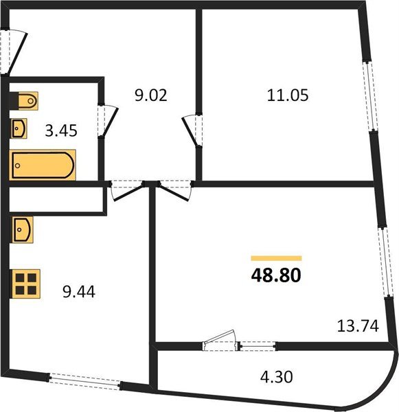 Фото №1: 2-комнатная квартира 53 м² - Берёзовый, Витаминкомбинат, мкр. Прикубанский внутригородской округ