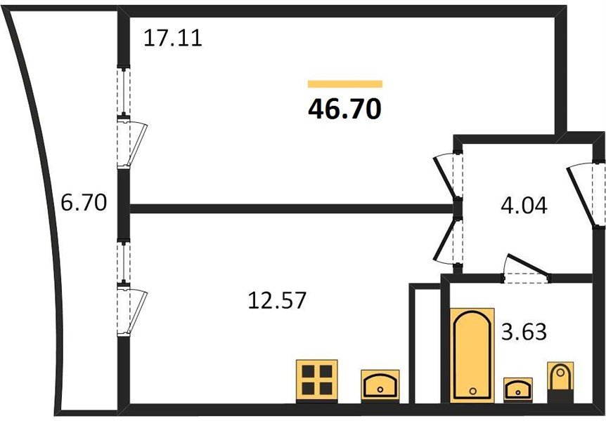 Фото №1: 1-комнатная квартира 46 м² - Берёзовый, Витаминкомбинат, мкр. Прикубанский внутригородской округ