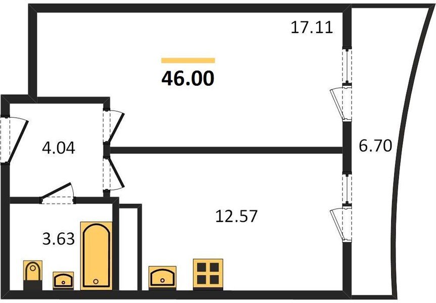 Фото №1: 1-комнатная квартира 46 м² - Берёзовый, Витаминкомбинат, мкр. Прикубанский внутригородской округ