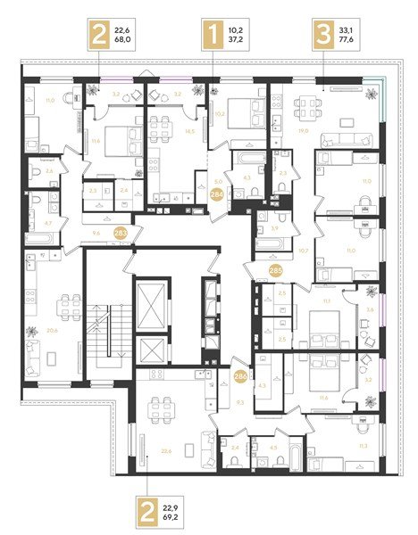 Фото №8: 1-комнатная квартира 37 м² - Краснодар, квартал Самолёт, жилой комплекс Самолёт-7, мкр. Прикубанский внутригородской округ