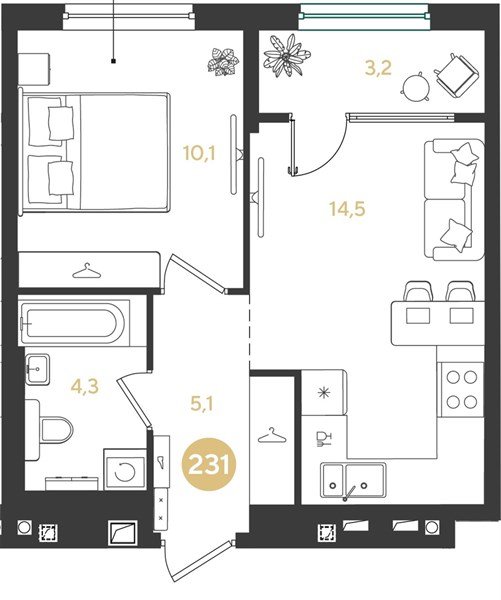 Фото №1: 1-комнатная квартира 37 м² - Краснодар, квартал Самолёт, жилой комплекс Самолёт-7, мкр. Прикубанский внутригородской округ