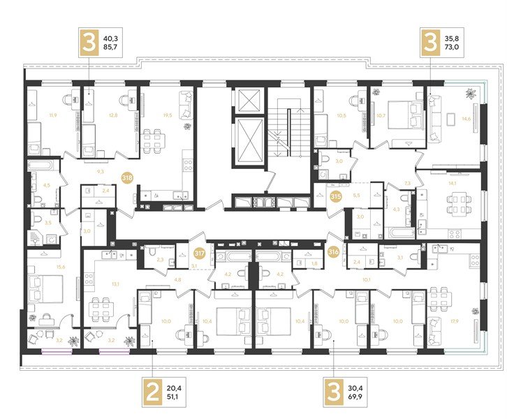 Фото №8: 3-комнатная квартира 73 м² - Краснодар, квартал Самолёт, жилой комплекс Самолёт-7, мкр. Прикубанский внутригородской округ