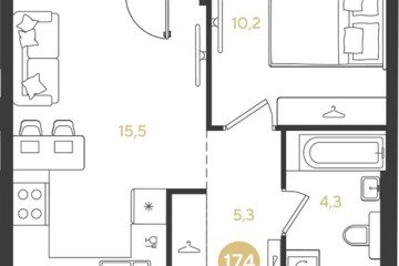 Фото №1: 1-комнатная квартира 38 м² - Краснодар, мкр. Прикубанский внутригородской округ, 