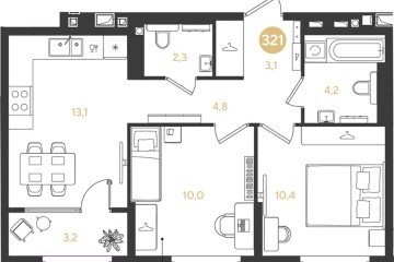 Фото №1: 2-комнатная квартира 51 м² - Краснодар, мкр. Прикубанский внутригородской округ, 