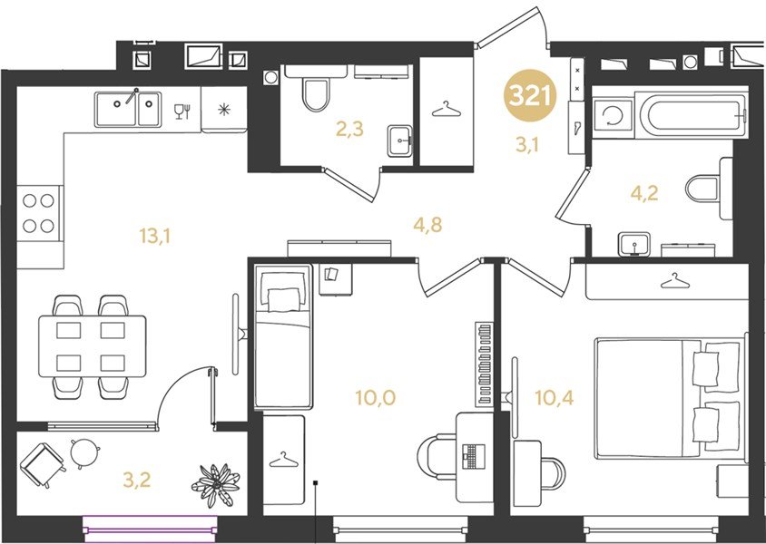 Фото №1: 2-комнатная квартира 51 м² - Краснодар, квартал Самолёт, жилой комплекс Самолёт-7, мкр. Прикубанский внутригородской округ