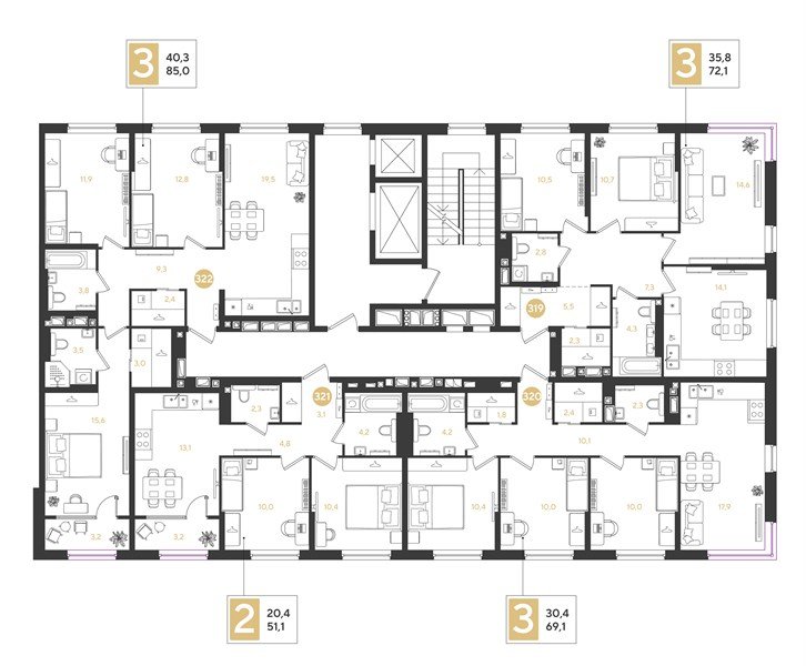 Фото №8: 2-комнатная квартира 51 м² - Краснодар, квартал Самолёт, жилой комплекс Самолёт-7, мкр. Прикубанский внутригородской округ