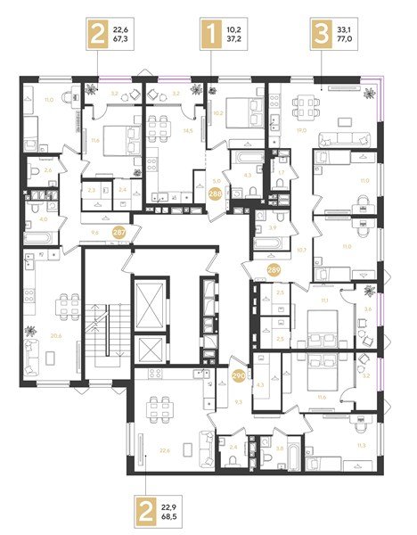 Фото №8: 2-комнатная квартира 67 м² - Краснодар, квартал Самолёт, жилой комплекс Самолёт-7, мкр. Прикубанский внутригородской округ