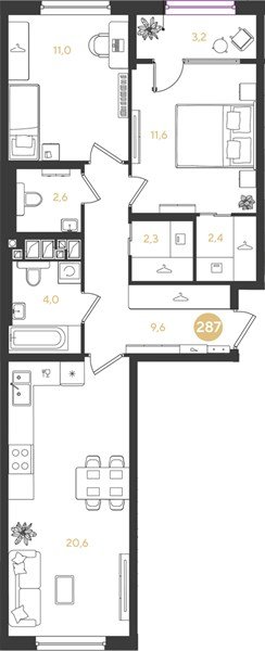 Фото №1: 2-комнатная квартира 67 м² - Краснодар, квартал Самолёт, жилой комплекс Самолёт-7, мкр. Прикубанский внутригородской округ