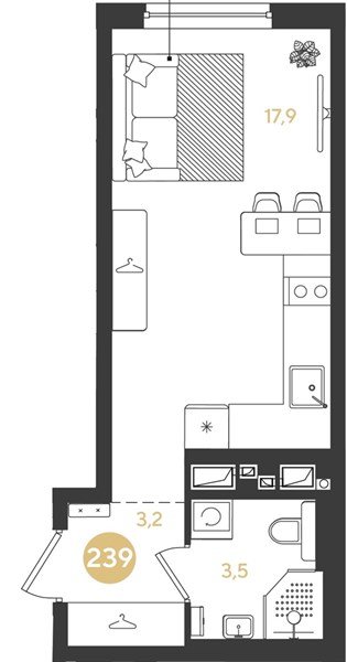 Фото №1: Студия 24 м² - Краснодар, квартал Самолёт, жилой комплекс Самолёт-7, мкр. Прикубанский внутригородской округ