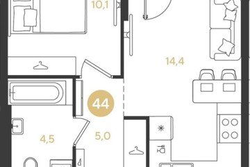 Фото №1: 1-комнатная квартира 37 м² - Краснодар, мкр. Прикубанский внутригородской округ, 