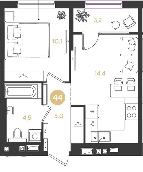 Фото №1: 1-комнатная квартира 37 м² - Краснодар, квартал Самолёт, жилой комплекс Самолёт-7, мкр. Прикубанский внутригородской округ