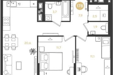 Фото №1: 2-комнатная квартира 59 м² - Краснодар, мкр. Прикубанский внутригородской округ, 
